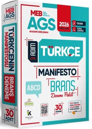 2026 MEB-AGS Türkçe 3 Adım Manifesto Branş Deneme Paketi 30lu Dijital Çözümlü (Sözel Mantık Dahil)