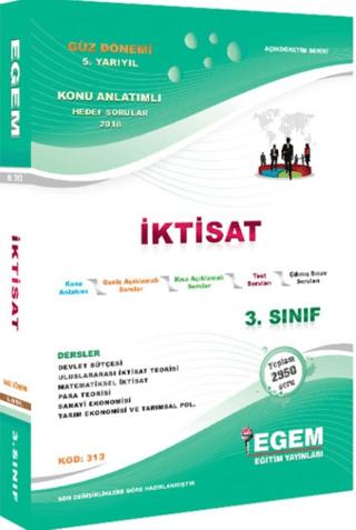 3. Sınıf İktisat Konu Anlatımlı Soru Bankası Güz Dönemi 5. Yarıyıl | Egem Eğitim Yayınları (Ciltsiz)  - Resim 1