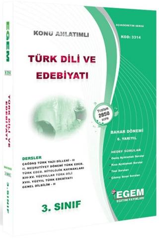 3. Sınıf 6. Yarıyıl Konu Anlatımlı Türk Dili ve Edebiyatı - Kod 3314