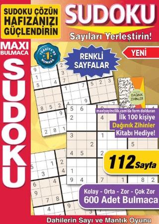 Maxi Sudoku Bulmaca 24 | Maxi Yayıncılık (Ciltsiz)  - Resim 1