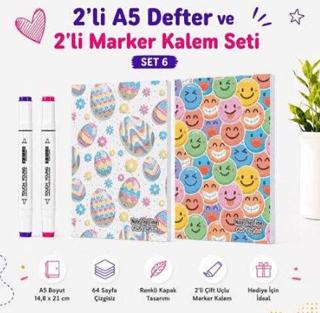 Note The Time 2li A5 Defter + 2li Marker Kalem - 6. Set | Note The Time - Resim 1