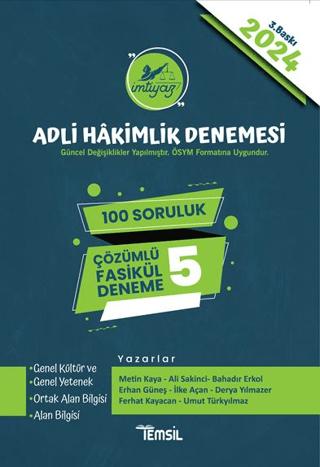 İmtiyaz Adli Hâkimlik Sınavı Çözümlü 5 Deneme 2024 | Temsil Kitap (Ciltsiz)  - Resim 1