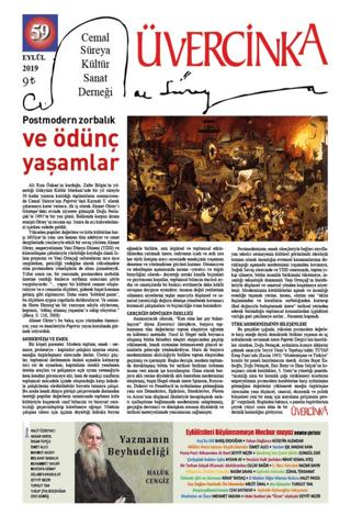 Üvercinka Dergisi Sayı: 59 Eylül 2019 | Üvercinka Dergisi (Ciltsiz)  - Resim 1