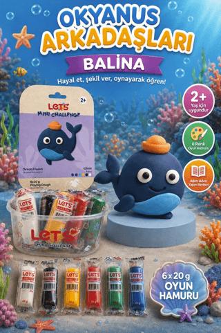 Let’s Mini Challenge 5 Renk Okyanus Arkadaşları Balina Oyun Hamuru 120g | Lets - Resim 1
