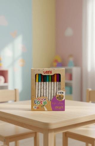 Let’s İnce Keçeli Kalem 12 Renk (Standart Renkler) | Lets - Resim 1