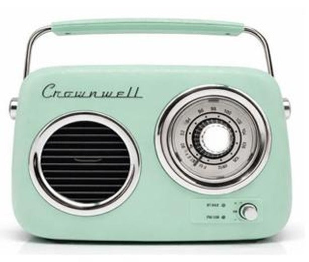 Retro Tasarımlı Bluetooth FM Radyo Mint Yeşil | Crownwell