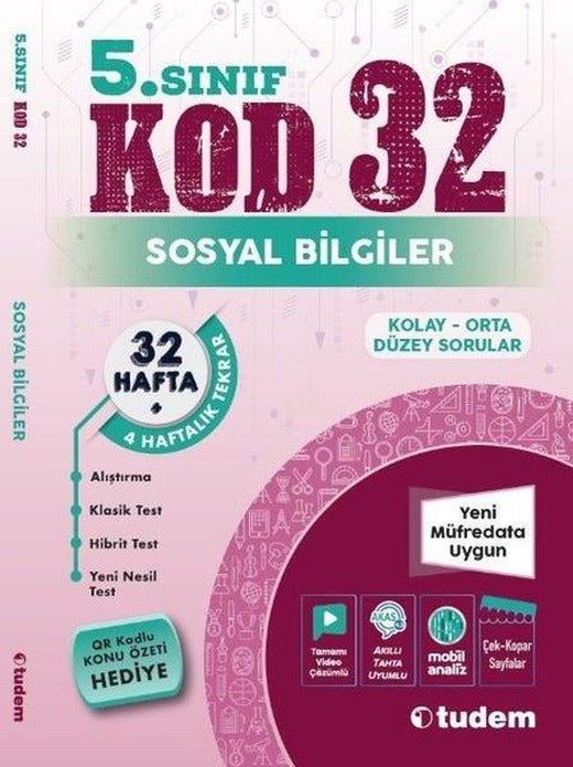 5. Sınıf Sosyal Bilgiler  Kod 32 | Tudem Yayınları - Ders Kitapları (İnce Kapak)