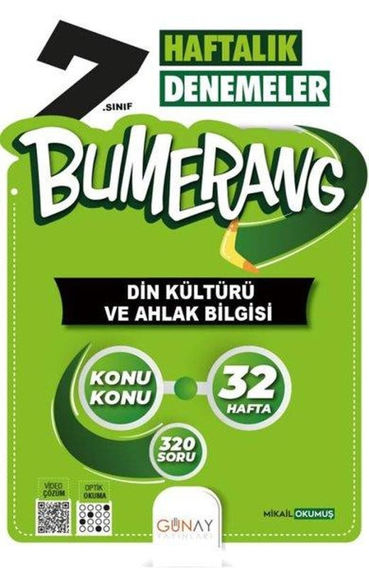 7. Sınıf Bumerang 32 Haftalık Din Kültürü Ve Ahlak Bilgisi Denemeleri | Günay Yayıncılık (İnce Kapak)