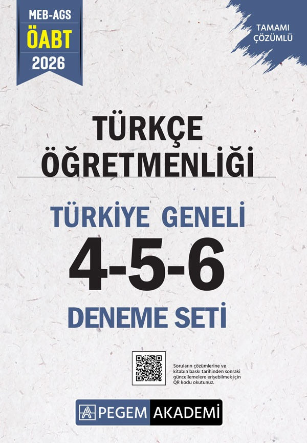 2026 MEB AGS ÖABT Türkçe Öğretmenliği Tamamı Çözümlü Türkiye Geneli 4-5-6 (3'lü Deneme Seti) | Pegem Akademi Yayıncılık (Ciltsiz)