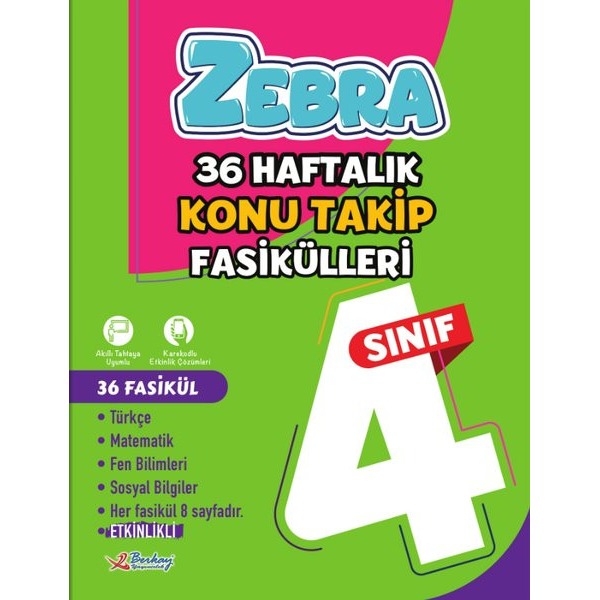 4.Sınıf Zebra 36 Haftalık Konu Takip Fasiküller | Berkay Yayıncılık (İnce Kapak)