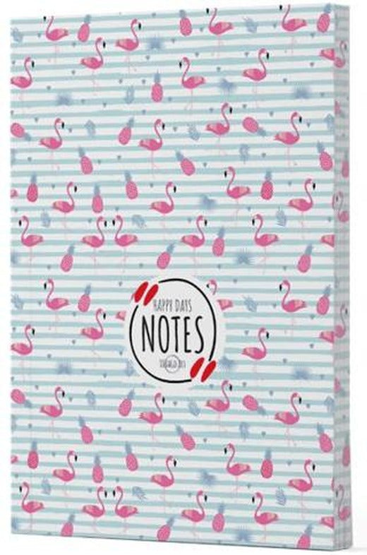 Flamingo 4 - Yan Boyamalı Çizgili Defter | Vivago Art