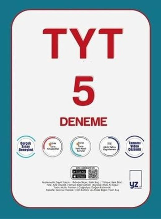 YZ YKS TYT 5 Deneme Sınavı Video Çözümlü | YZ Yayınları (Ciltsiz)