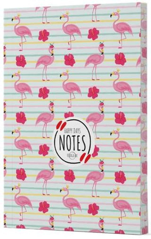 Flamingo 2 - Yan Boyamalı Çizgili Defter | Vivago Art