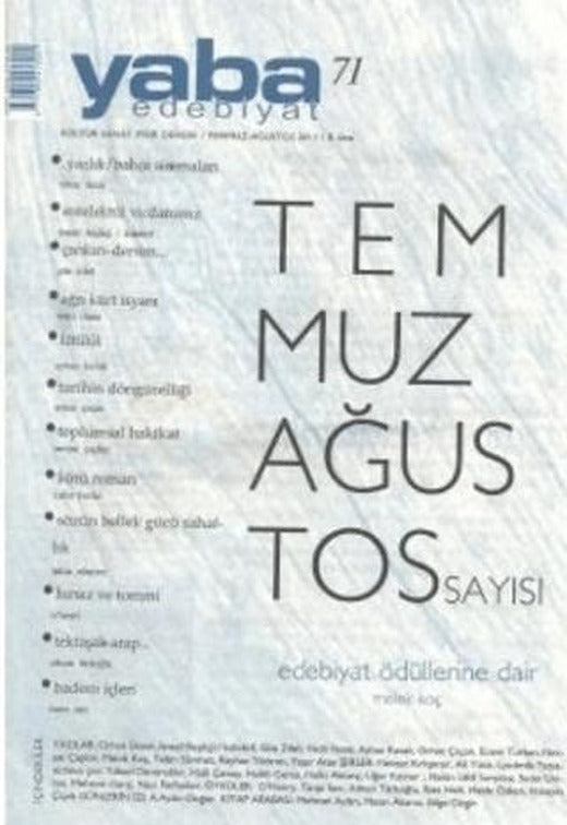Yaba Edebiyat Dergisi Sayı: 71 | Yaba Dergisi Yayınları (Ciltsiz)