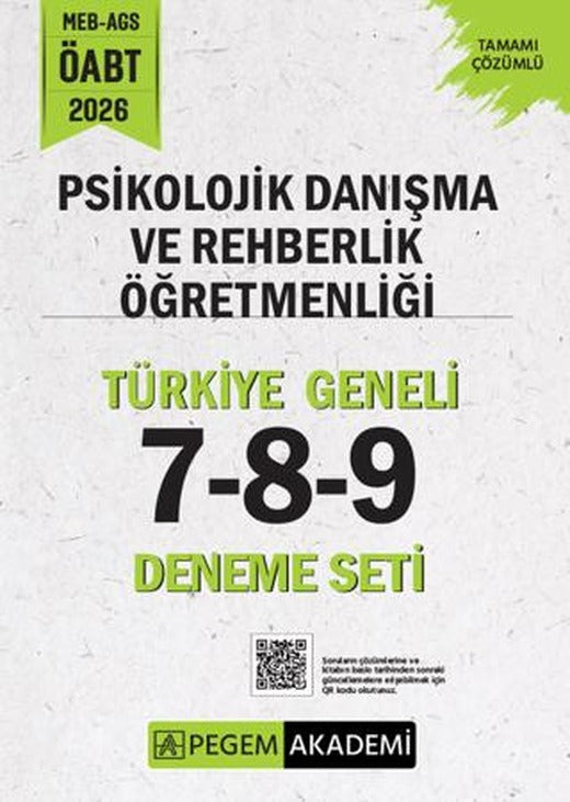2026 MEB AGS ÖABT Psikolojik Danışma ve Rehberlik Öğretmenliği Tamamı Çözümlü Türkiye Geneli 7-8-9 (3'lü Deneme Seti) | Pegem Akademi Yayıncılık (Ciltsiz)