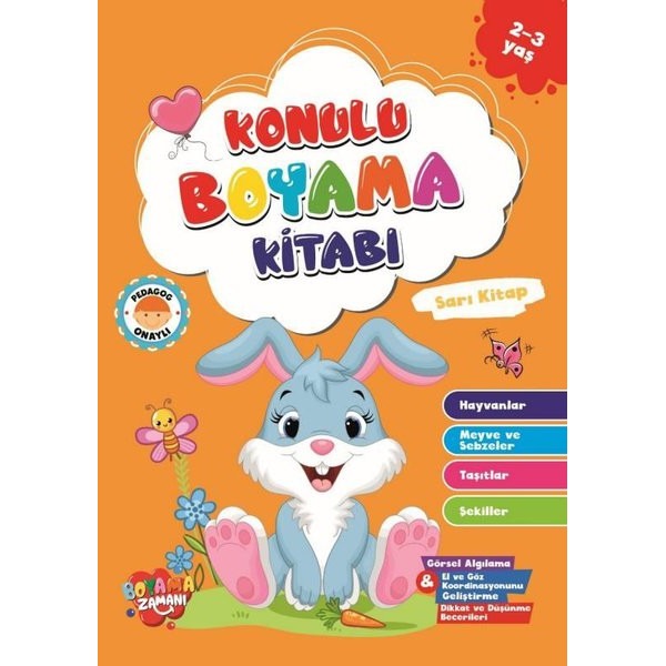 Konulu Boyama Serisi-Sarı Kitap 2-3 Yaş | Boyama Zamanı (Ciltsiz)