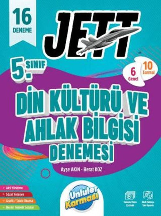 5. Sınıf Jett Din Kültürü ve Ahlak Bilgisi 16 Deneme | Ünlüler Karması (Ciltsiz)