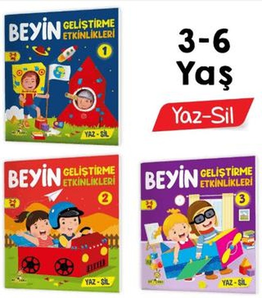 3-6 Yaş Beyin Geliştirme Etkinlikleri YAZ-SİL Kitaplar (Zeka Testleri, Dikkat Geliştirme, Kalem Tutma Becerisi, Mantıksal Düşünme, Bilişsel Beceriler)