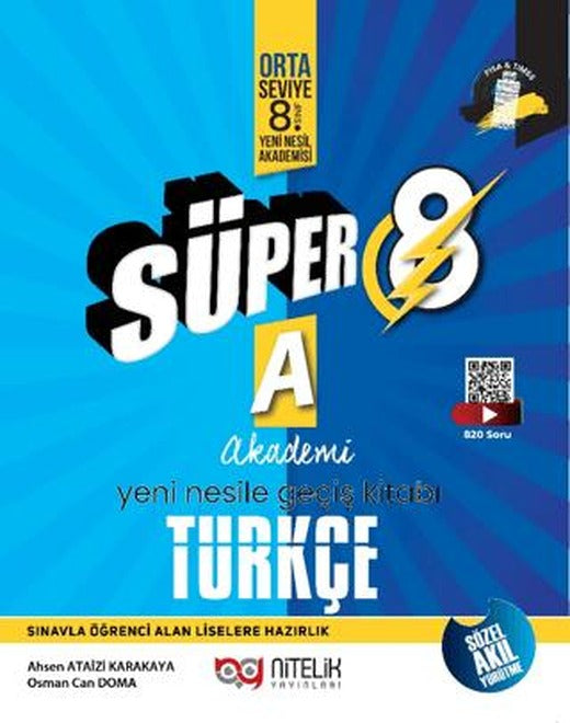 Süper 8 Türkçe A Yeni Nesile Geçiş Soru Kitabı | Nitelik Yayınları (Ciltsiz)