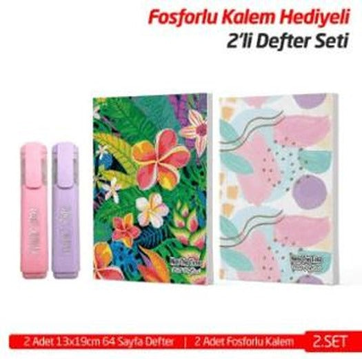 Note The Time 2Li A5 Defter + 2Li Fosforlu Kalem - 2. Set | Note The Time