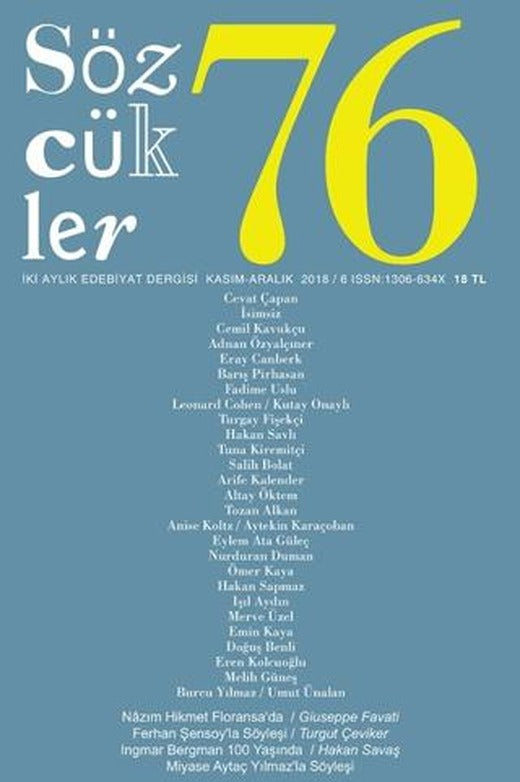 Sözcükler Dergisi Sayı: 76 Kasım - Aralık 2018 | Sözcükler Yayınları (Ciltsiz)