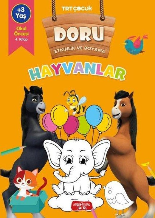 TRT Çocuk - Hayvanlar - Doru Etkinlik ve Boyama | Yediveren Çocuk (İnce Kapak)