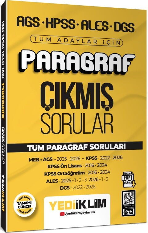 AGS KPSS ALES DGS Tüm Adaylar İçin Paragraf Tamamı PDF Çözümlü Çıkmış Sorular - Kolektif kitap kapağı