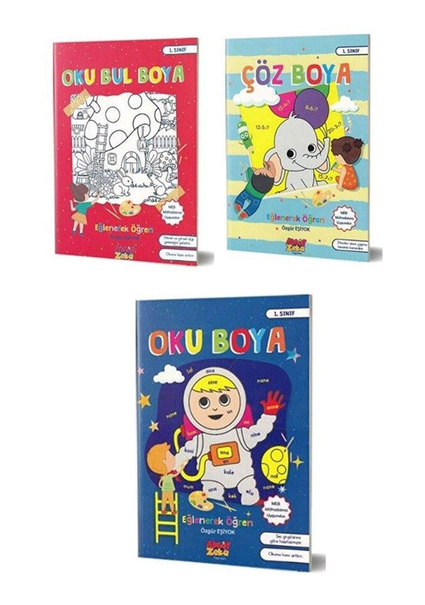 Aktif Zeka 1.Sınıflar İçin Oku Bul Boya-Oku Boya-Çöz Boya kitap kapağı