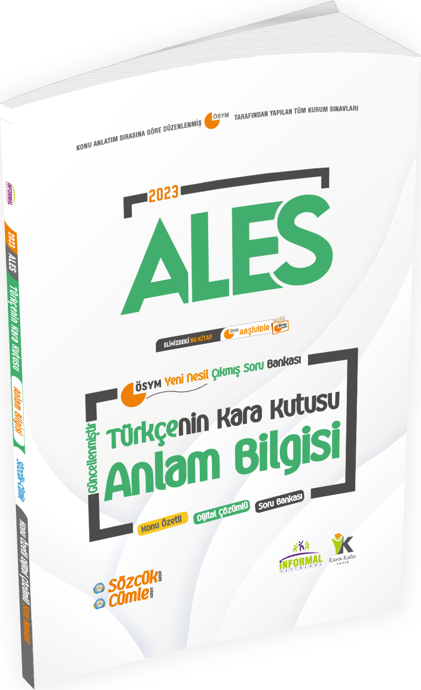 ALES Türkçenin Kara Kutusu ANLAM BİLGİSİ(Sözcük-Cümle)Dijital Çözümlü Konu Özetli Soru Bankası kitap kapağı