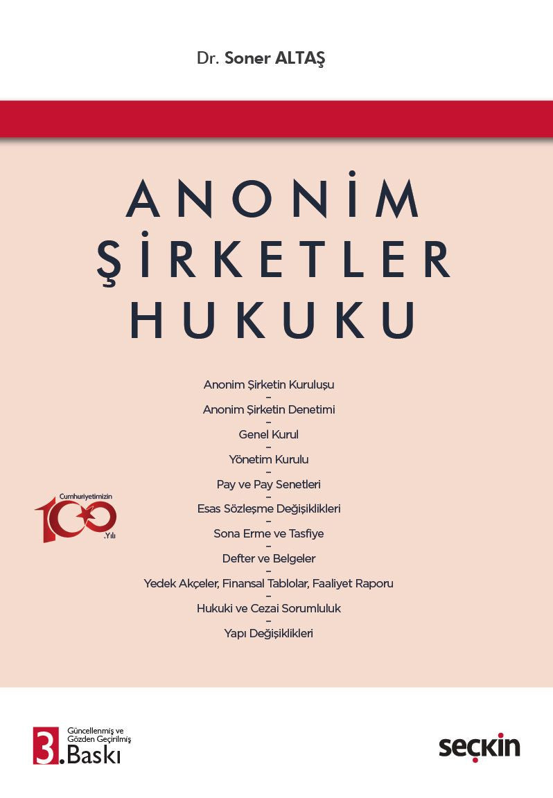 Anonim Şirketler Hukuku - Soner Altaş kitap kapağı
