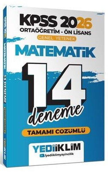 2026 KPSS Ortaöğretim Ön Lisans Genel Yetenek Matematik Tamamı Çözümlü 14 Deneme | Yediiklim Yayınları (İnce Kapak)  - Resim 1