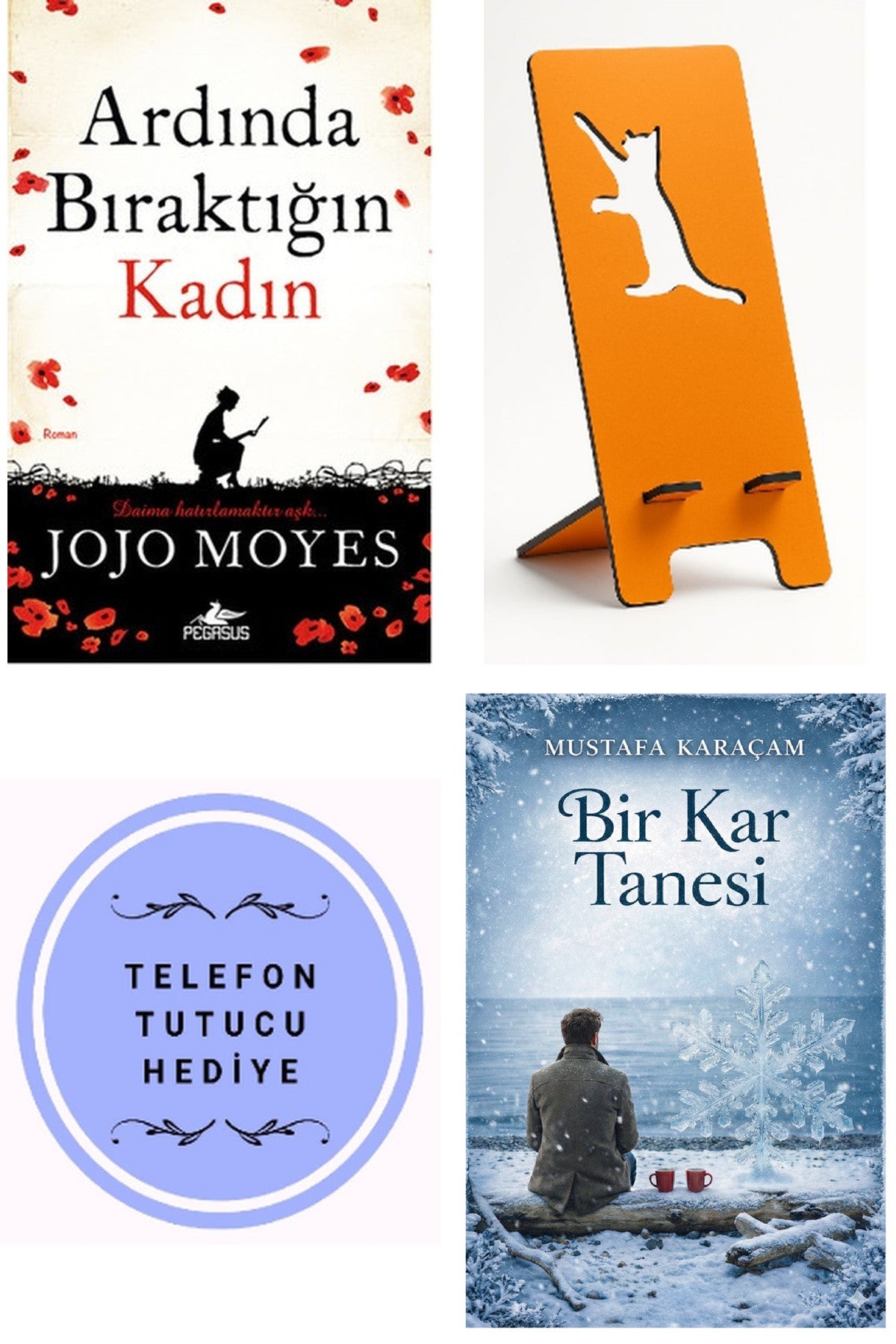 Ardında Bıraktığın Kadın - Jojo Moyes + Telefon Tutucu + Bir Kar Tanesi kitap kapağı