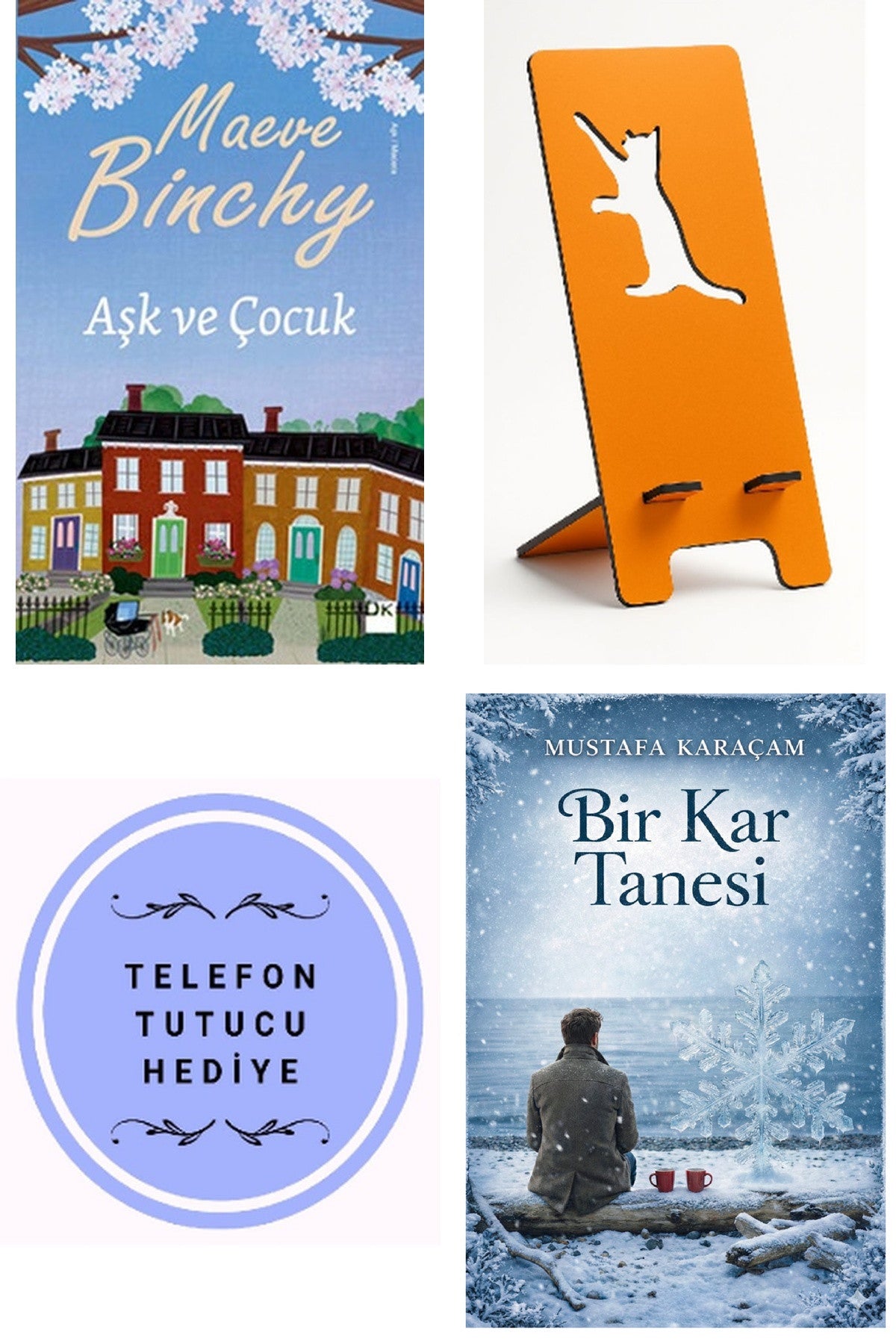 Aşk ve Çocuk - Maeve Binchy + Telefon Tutucu + Bir Kar Tanesi kitap kapağı
