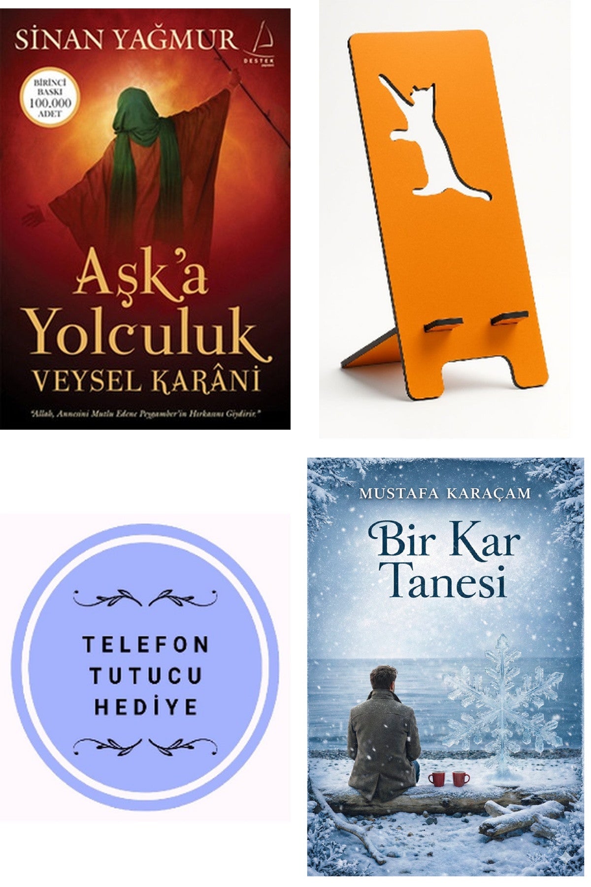 Aşk'a Yolculuk Veysel Karani - Sinan Yağmur + Telefon Tutucu + Bir Kar Tanesi kitap kapağı
