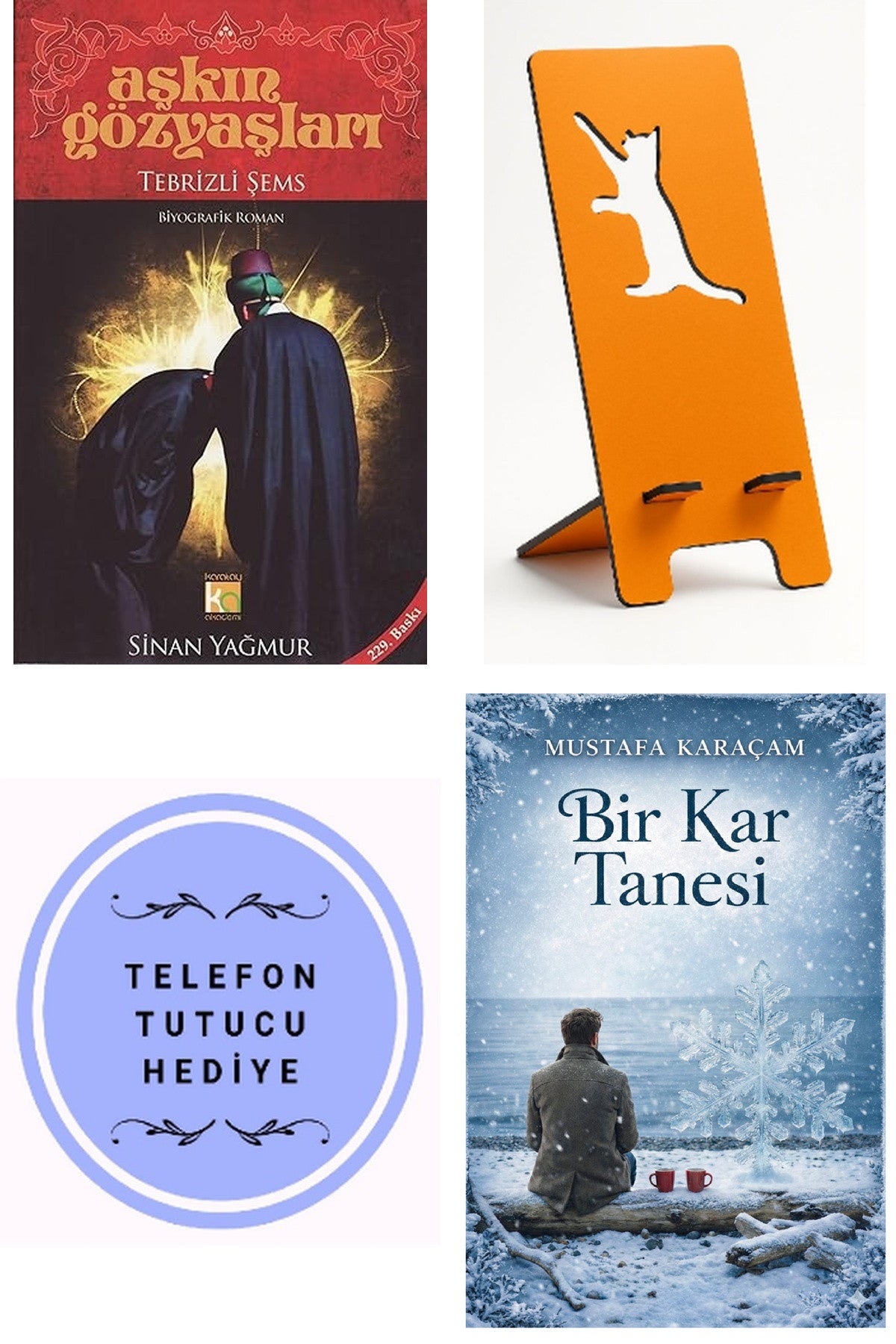 Aşkın Gözyaşları Tebrizli Şems - Sinan Yağmur + Telefon Tutucu + Bir Kar Tanesi kitap kapağı