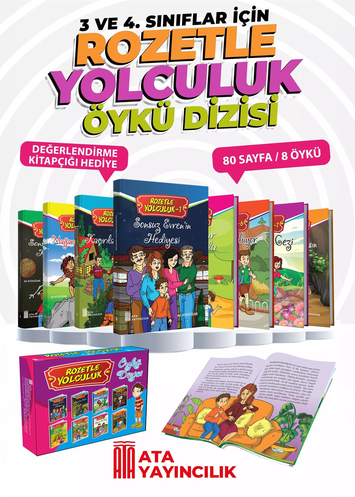 Ata Yayınları Rozetle Yolculuk Öykü Dizisi 8'li Set - Daniel Defoe kitap kapağı