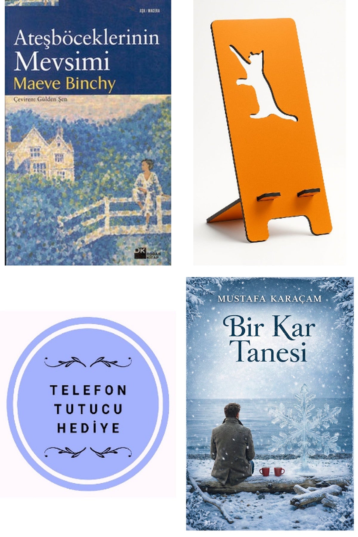Ateşböceklerinin Mevsimi - Maeve Binchy + Telefon Tutucu + Bir Kar Tanesi kitap kapağı