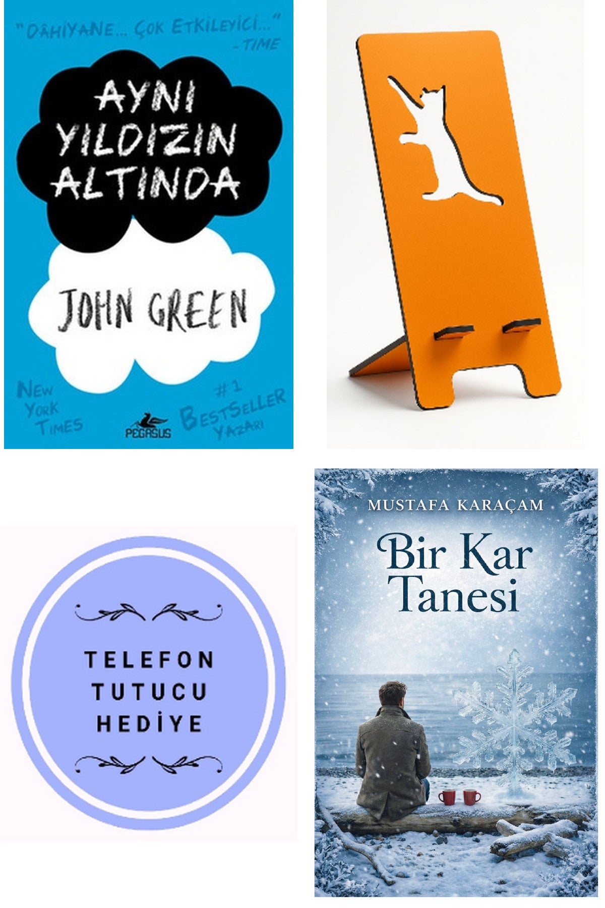 Aynı Yıldızın Altında - John Green + Telefon Tutucu + Bir Kar Tanesi kitap kapağı