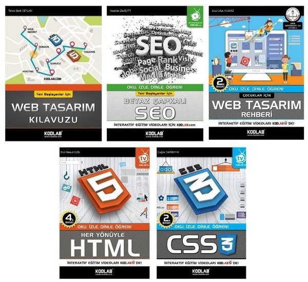 Hızlı ve Kolay Web Tasarım Seti 3 - 5 Kitap Takım | Kodlab (İnce Kapak)