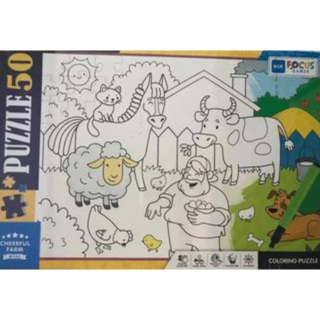 50 Parça Coloring Puzzle Cheerful Farm - Neşeli Çiftlik | Blue Focus Yayınları