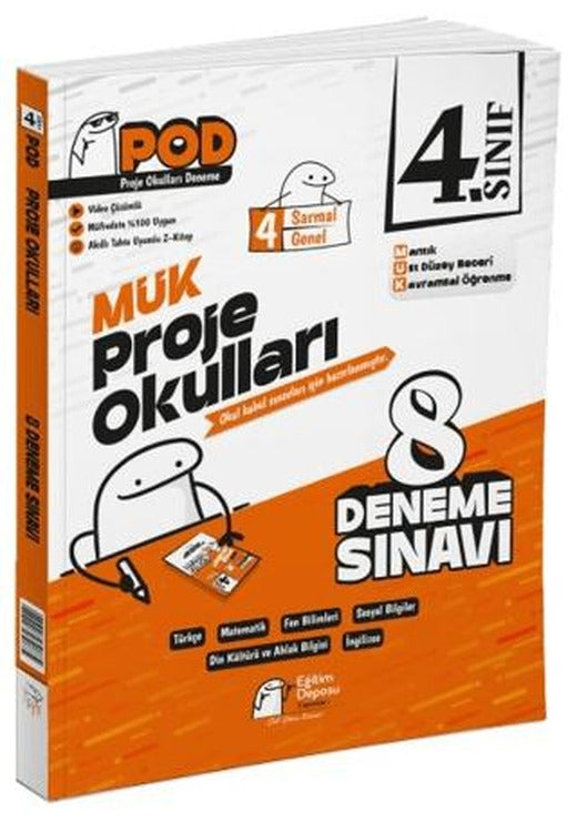 4. Sınıf MÜK Proje Okulları 8 Deneme Sınavı | Eğitim Deposu (Ciltsiz)
