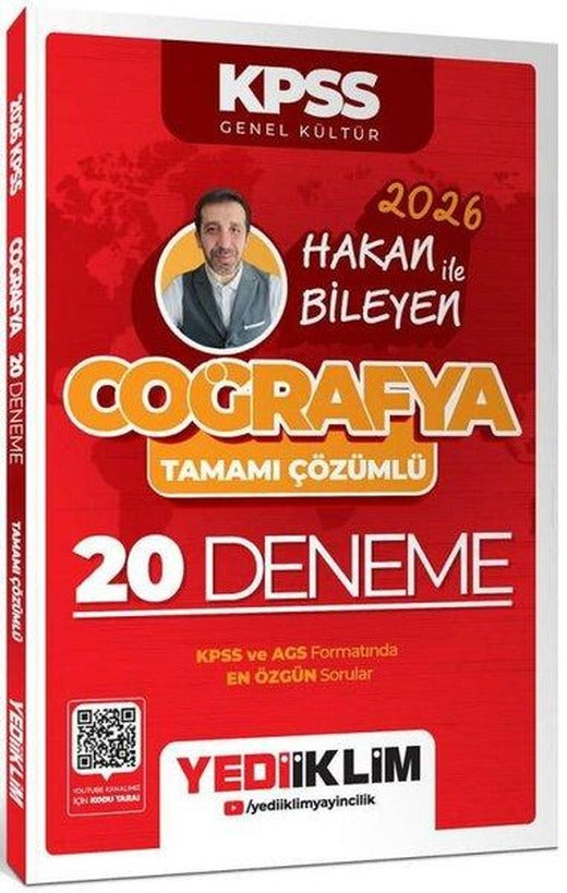 2026 KPSS Coğrafya Tamamı Çözümlü 20 Deneme | Yediiklim Yayınları (İnce Kapak)