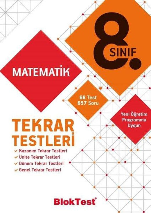 8.Sınıf Matematik Tekrar Testleri | Bloktest Yayınları (İnce Kapak)