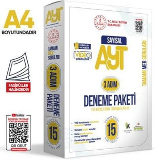 2026 3 Adım YKS-AYT Sayısal MEBİ Özgün Sorular 15li Deneme Fasikül Paketi Video Çözümlü