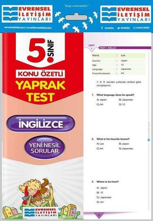 5.Sınıf İngilizce Konu Özetli Yaprak Test | Evrensel İletişim Yayınları (İnce Kapak)