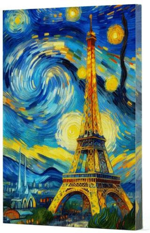 Van Gogh 9 - Eyfel Kulesi Çizgili Yan Boyamalı Defter | Vivago Art