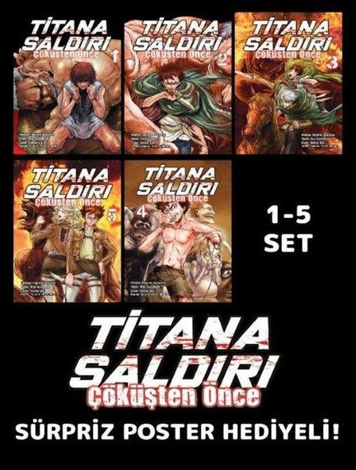Titana Saldırı - Çöküşten Önce 1 - 5 - Poster Hediyeli Manga Set | Komik Şeyler (İnce Kapak)