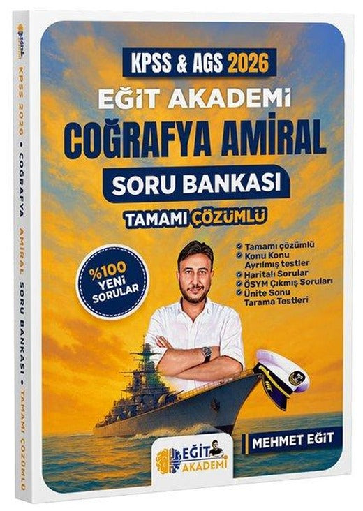 2026 MEB AGS KPSS Coğrafya Amiral Soru Bankası Tamamı Çözümlü | Eğit Akademi (İnce Kapak)