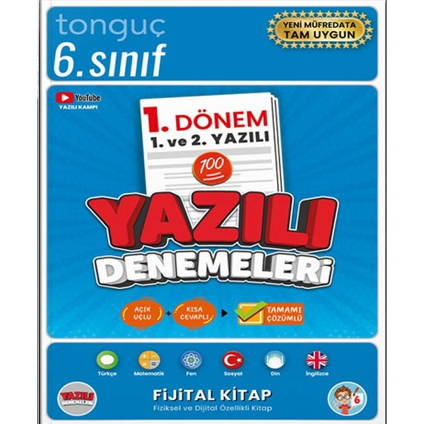 6. Sınıf Yazılı Denemeleri 1.Dönem 1 ve 2. Yazılı | Tonguç Akademi (İnce Kapak)