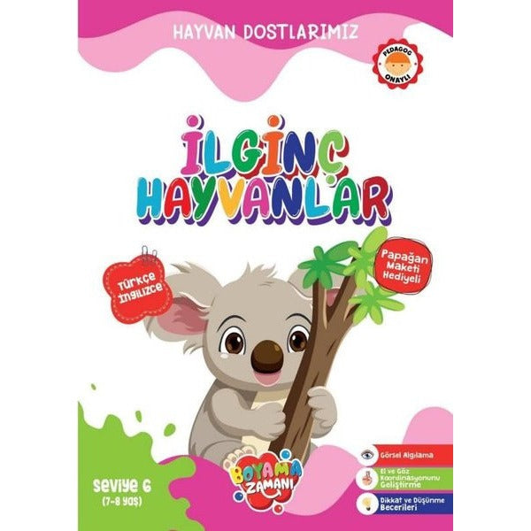 Hayvan Dostlarımız İlginç Hayvanlar - Seviye 6 (7 - 8 Yaş) | Boyama Zamanı Yayınları